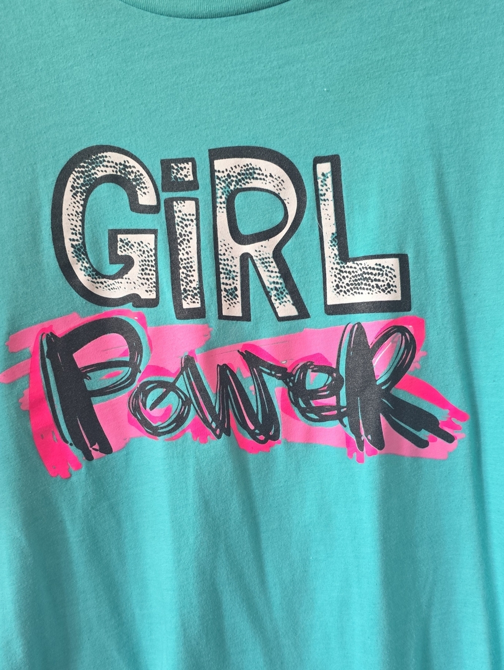 Girl Power Graphic Tee - Turquoise & Pink
